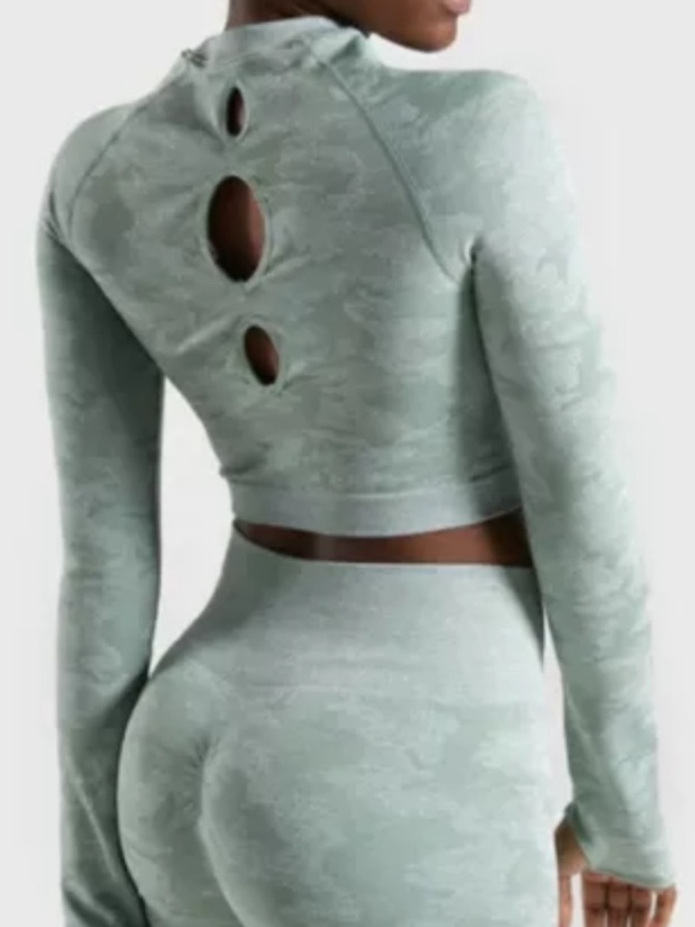 Gymshark Adapt Green Camo Seamless Long Sleeve Crop Top size XS